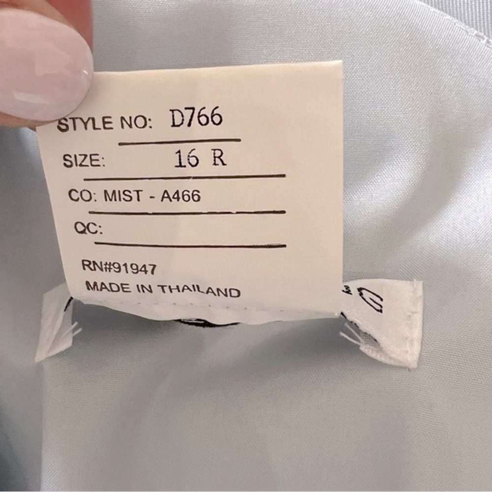 Alfred Sung Blue Mist Cap Sleeve Satin Midi Cocktail Dress size 16 regular - Picture 7 of 8